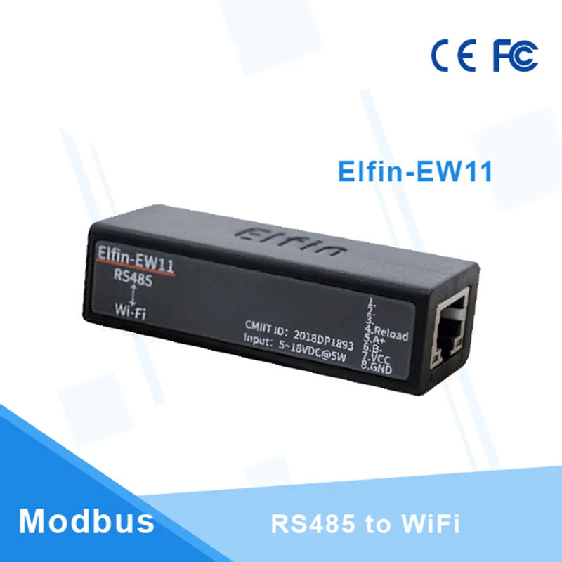 Serial Port RS485 to WiFi Serial Device Server Elfin-EW11 Support TCP/IP Telnet Modbus TCP Protocol IOT Data Transfer Converter