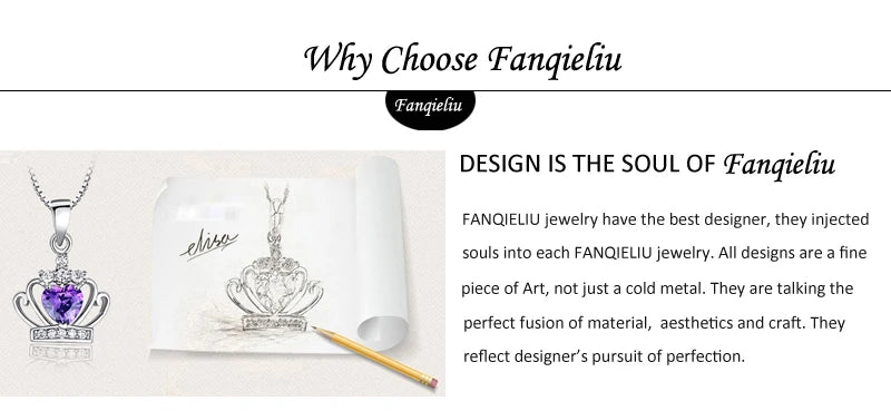 Fanqieliu Real 925 Sterling Silver Crystal Flower Pendant Necklace Stud Earrings Jewelry Sets For Women Vintage New FQL23079