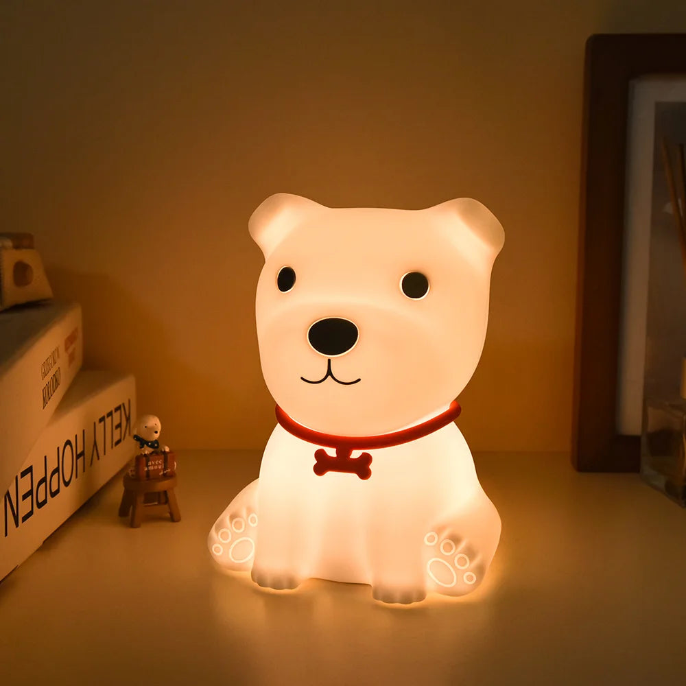 Dog Night Light Touch Sensor Colorful Silicone Puppy Lamp USB Rechargeable Bedroom LED Night Lamp for Children Baby Gift