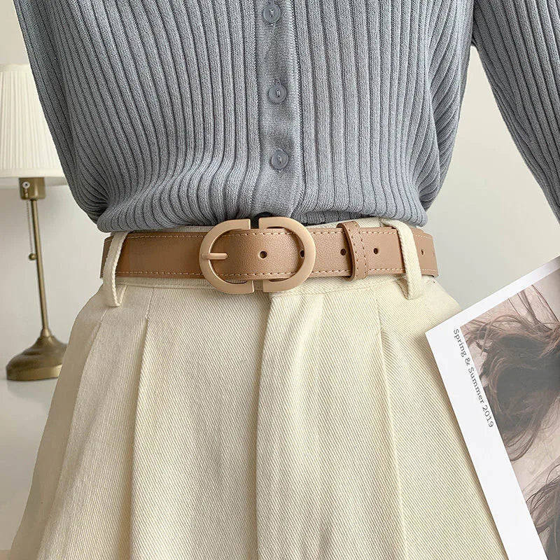 100cm Female Fashion Belt Simple Metal Buckle Belt for Women Black Suit Jeans Clothing Accessories