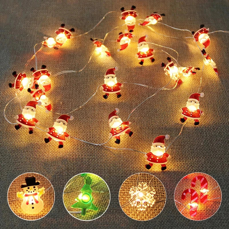 2M Snowflake Santa Claus LED Garland String Lights Merry Christmas Decoration for Home Xmas Tree Ornament Navidad Natal New Year