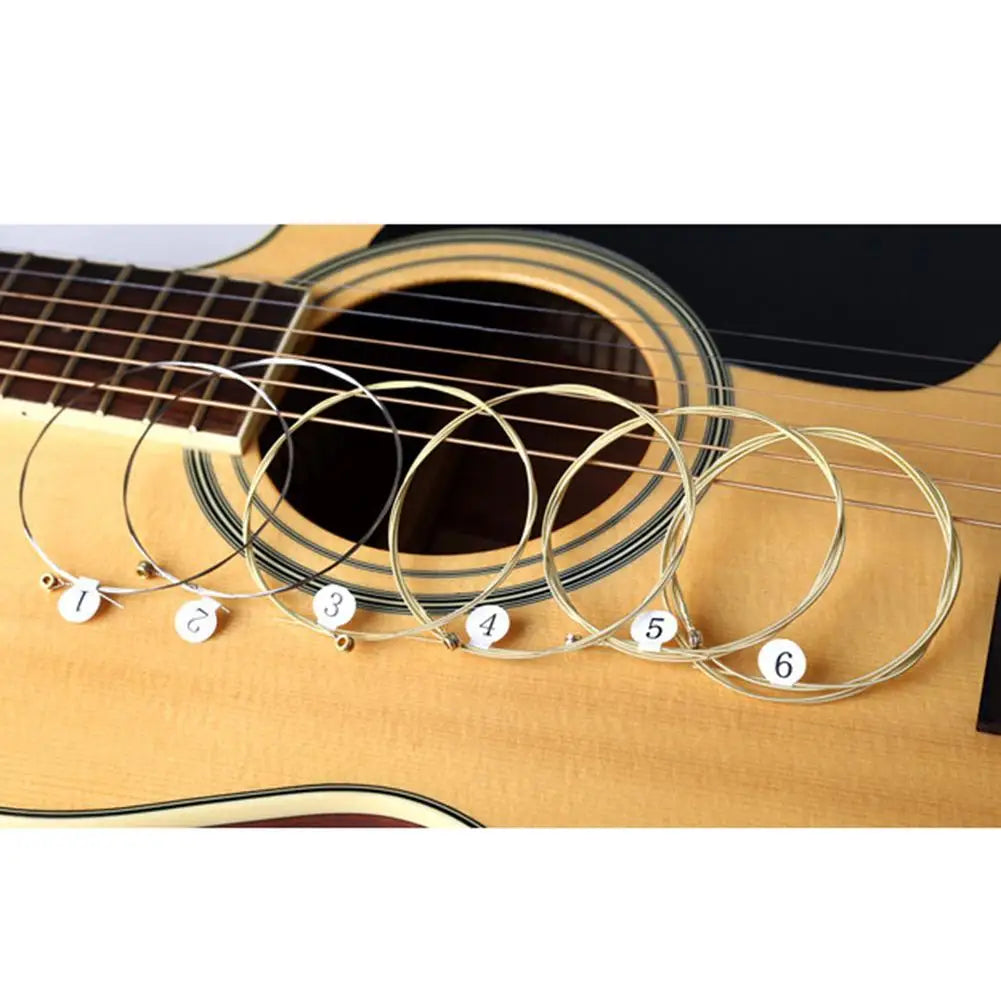 6pcs/set Universal Acoustic Guitar String Brass Hexagonal Steel Core Strings For Musical Instruments Guitars Strings Guitar Part