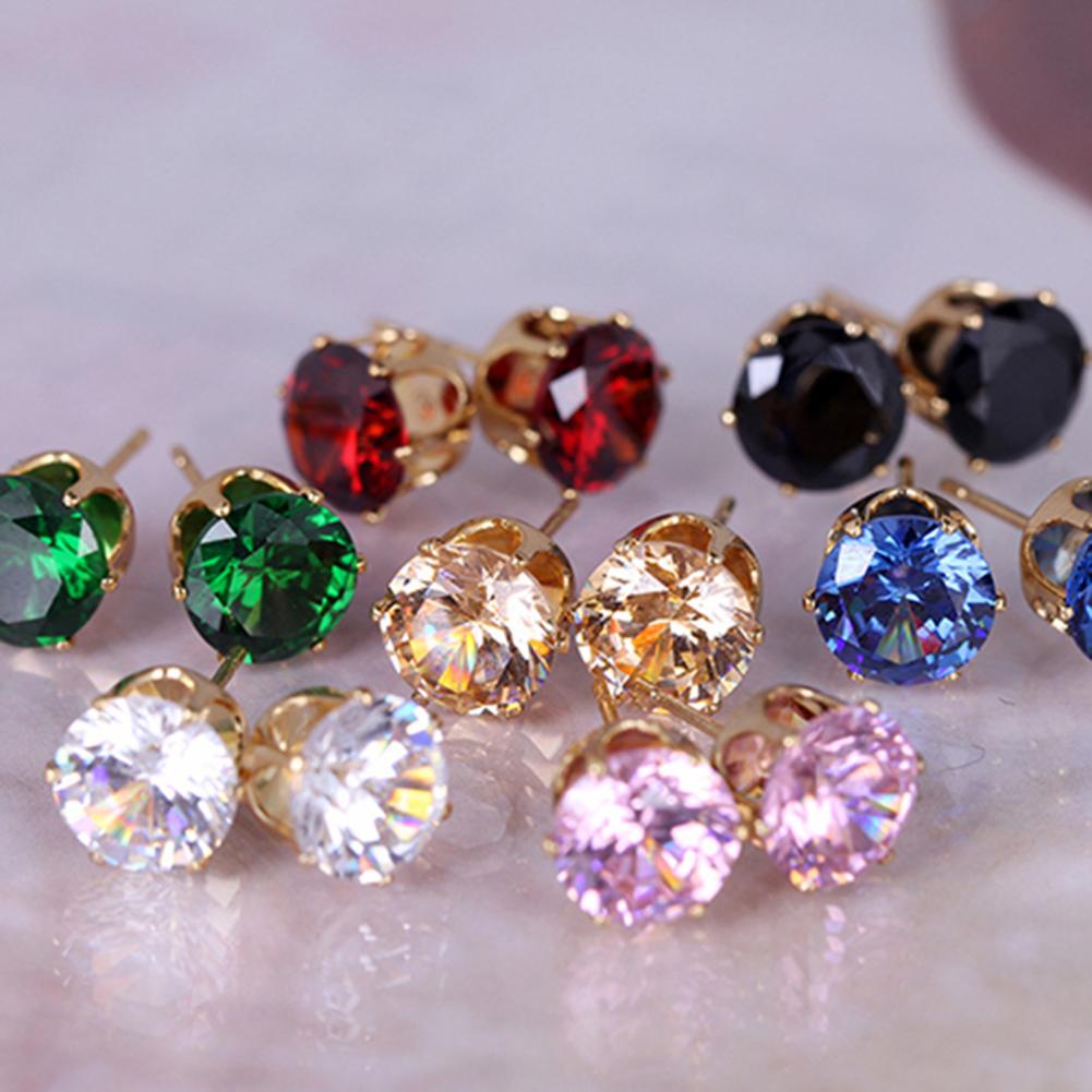 2pcs Steel Earring Studs Ear Piercing Birthstone Gem Ear Stud Earrings Gold/Silver color Studs Tragus Cartilage Body Jewelry