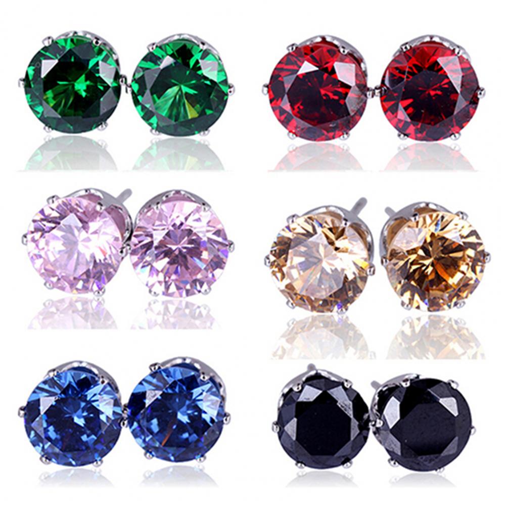 2pcs Steel Earring Studs Ear Piercing Birthstone Gem Ear Stud Earrings Gold/Silver color Studs Tragus Cartilage Body Jewelry