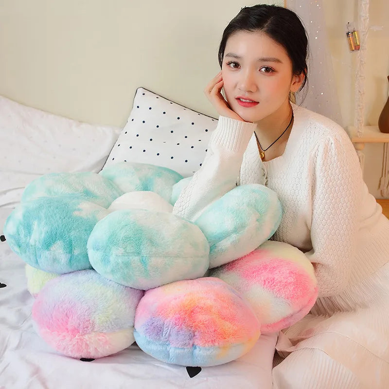 30-65cm Kawaii Colorful Flower Plush Pillow Cushion Soft Sunflower Plant Mat Stuffed Sofa Bed Sleeping Back Cushion Decor Gifts