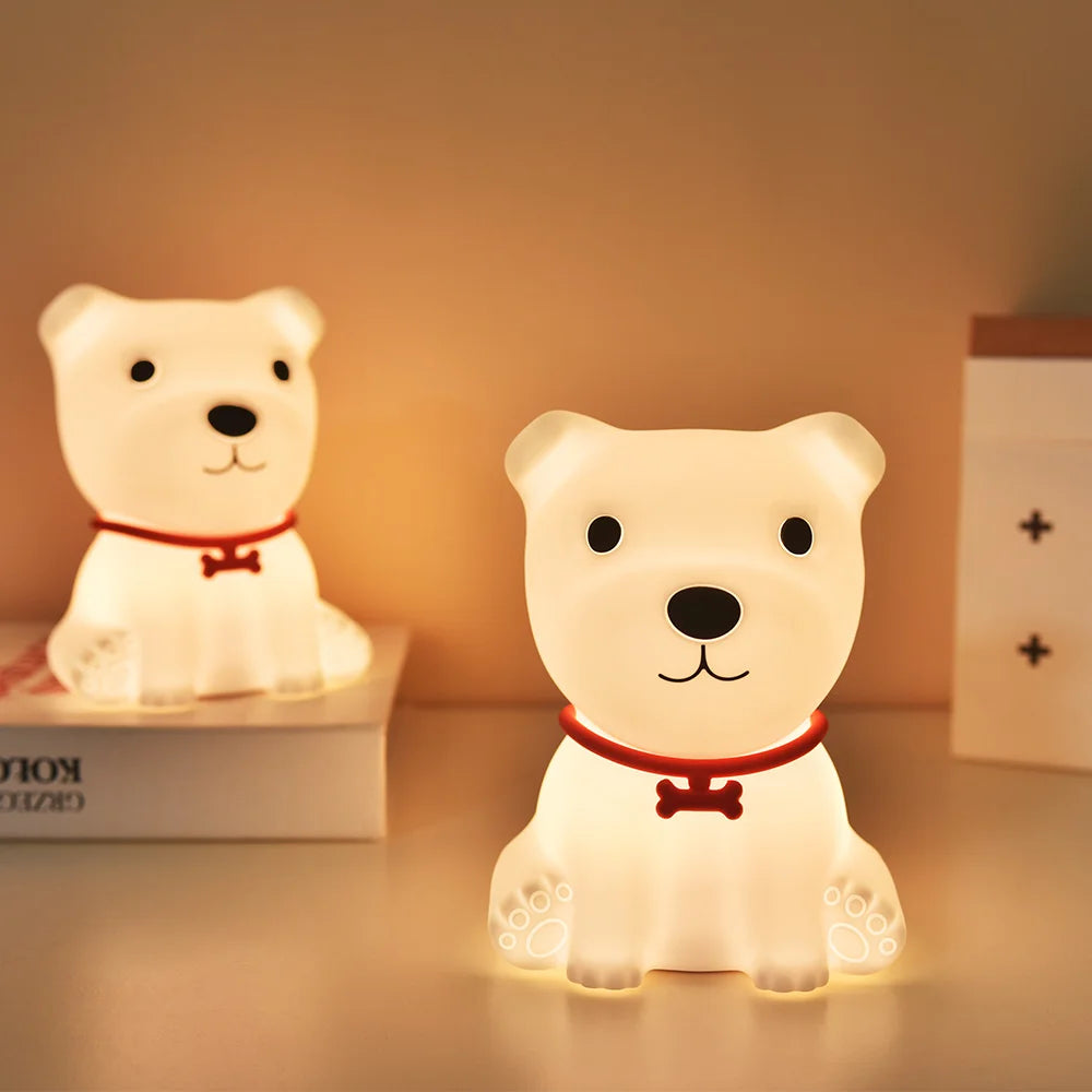 Dog Night Light Touch Sensor Colorful Silicone Puppy Lamp USB Rechargeable Bedroom LED Night Lamp for Children Baby Gift