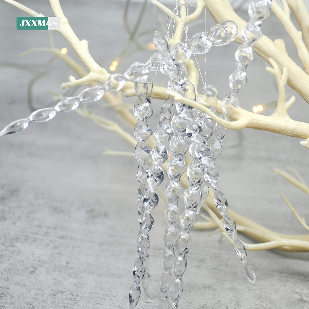 12PCS Christmas Simulation Ice Xmas Tree Pendant New Product Fake Icicle Winter Party Christmas New Year Decoration Navidad 13cm