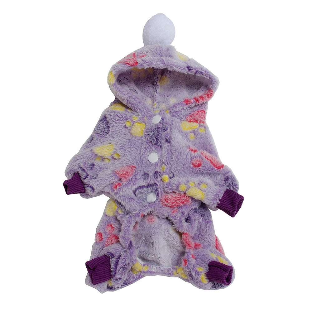 Dog Clothes Pajamas Fleece Jumpsuit Winter Dog Clothing Four Legs Warm Pet Clothing Outfit Small Dog Star Costume Apparel