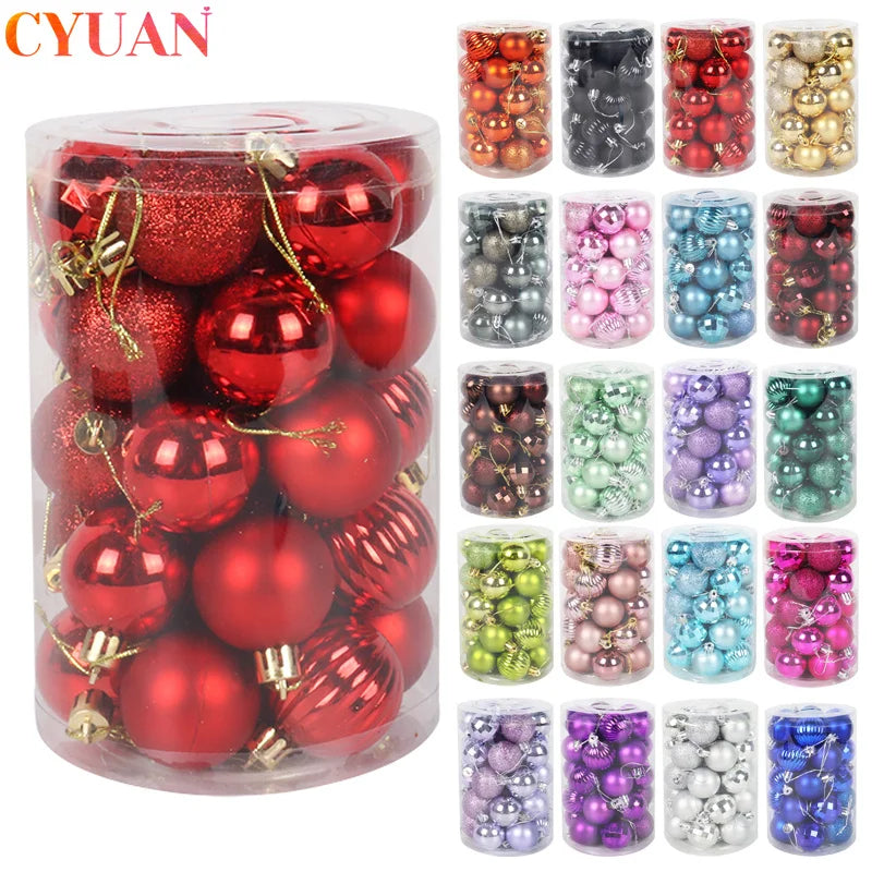 34pcs 4cm Red Christmas Tree Decor Balls Bauble Ornaments Christmas Hanging Xmas Party Decoracion Navidad Kerstballen New Year