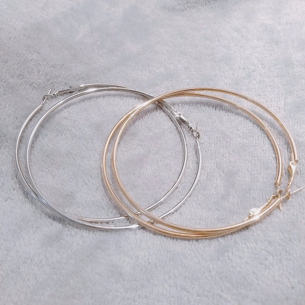 8/10mm Large Circle Hoop Earrings Silver Color for Women Round Big Circle Earrings Hoops Ear Rings Party Club Jewelry Gifts