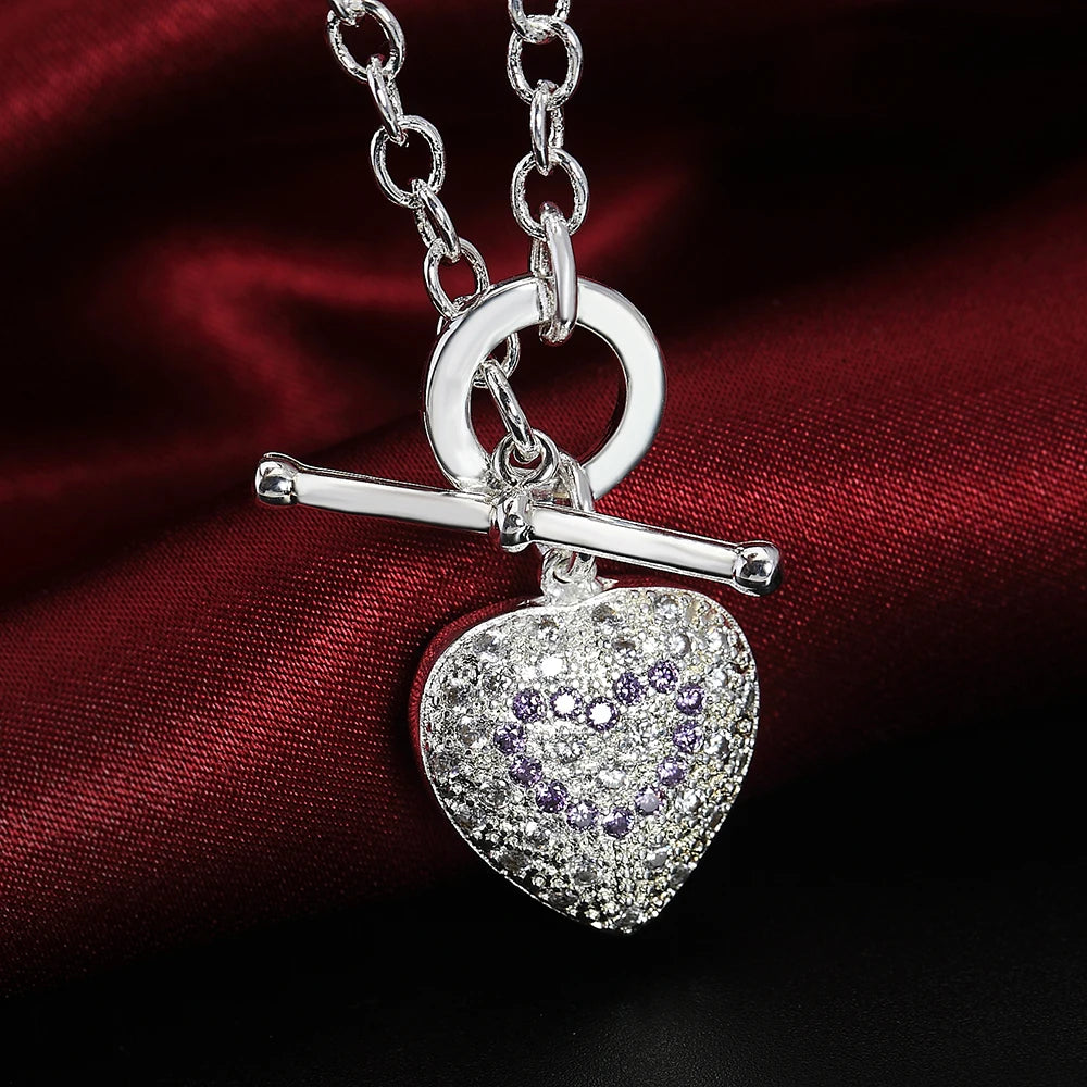 Hot charm 925 sterling silver Jewelry sets fine heart crystal pendant necklace bracelets earrings for women Fashion Party Gifts