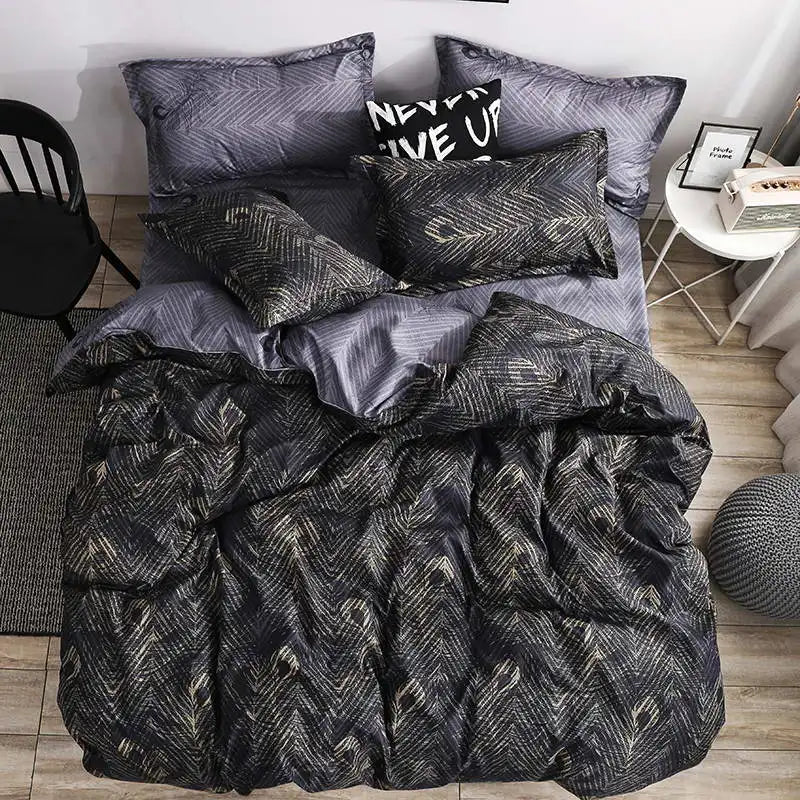 2/3 pieces of black marble pattern sanding bedding set, duvet cover pillowase bedroom bed set,king queen Double full twin size