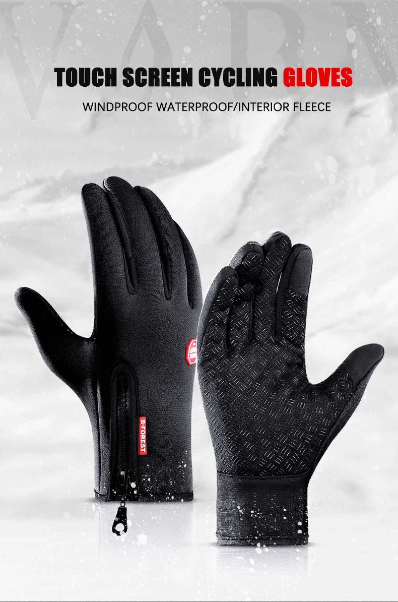 Winter Men's Gloves Warm Touchscreen Sport Fishing Splash-proof Skiing Army Cycling Snowboard Nonslip Zipper Women Gloves