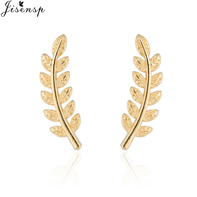 Jisensp Boho Vintage Botanical Leaf Ear Climbers Statement Stud Earrings for Women Bridal Jewelry Leaves Branch Ear Crawlers