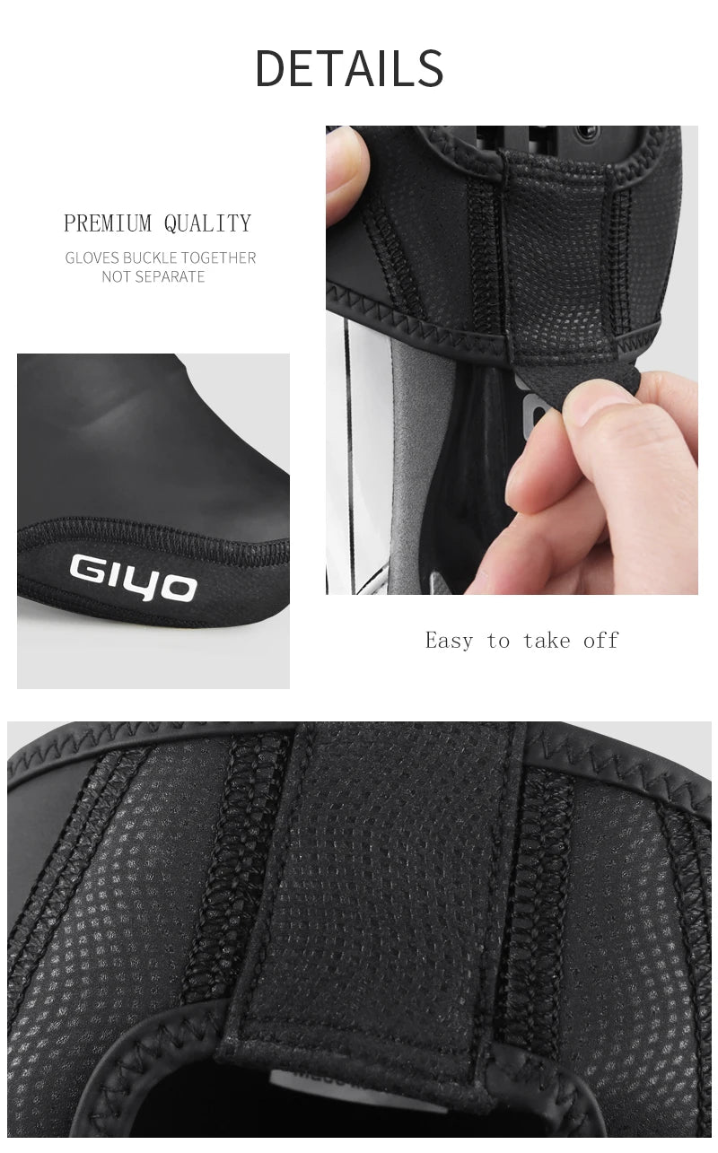 GIYO Waterproof Bicycle Shoe Covers Cycling Overshoes Bike Shoe Toe Cover Protector Anti-slip Warmer Half-toe Winter MTB Booties