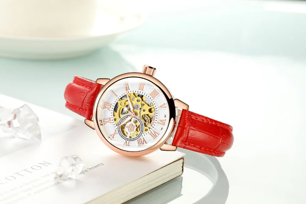 New Fashion Luxury Brand Skeleton Women Mechanical Watches Female Clock Automatic Self-Wind Wristwatches for Ladies Montre Femme