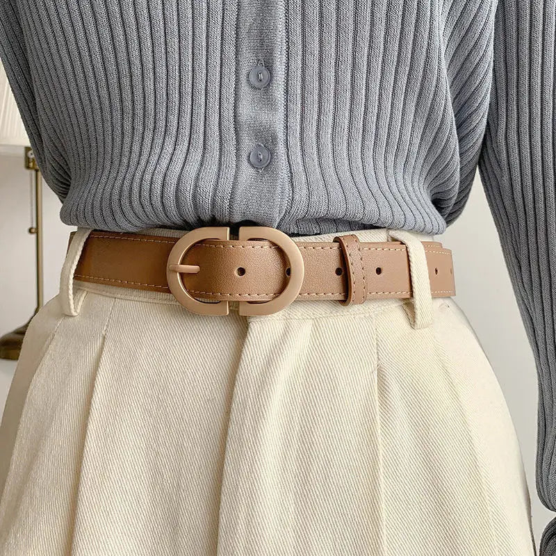 100cm Female Fashion Belt Simple Metal Buckle Belt for Women Black Suit Jeans Clothing Accessories