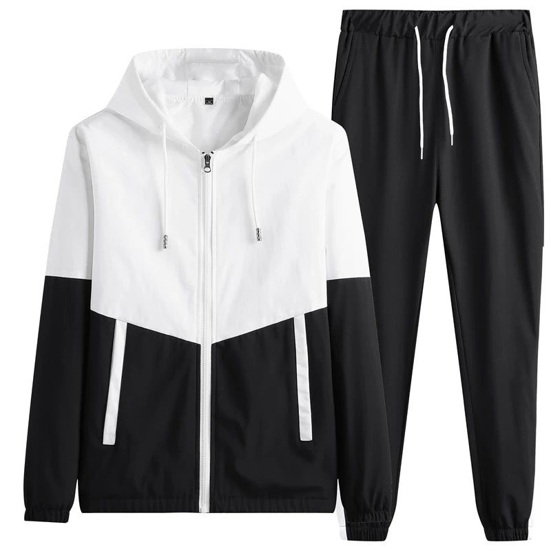 Men Tracksuit Casual Joggers Hooded Sportswear Jackets And Pants 2 Piece Sets Hip Hop Running Sports Suit