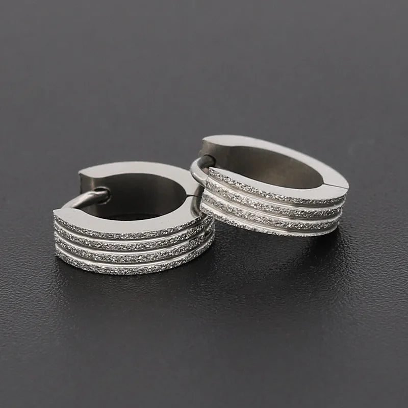 1 Pair Punk Titanium Steel Ear Clip/Ear Stud Earrings For Men Women Black Pierced/No Pierced Fake Ear Circle New Pop Jewelry