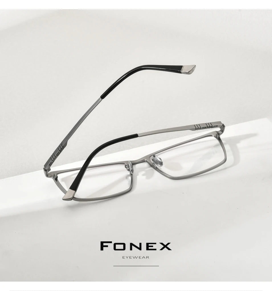 FONEX Pure Titanium Glasses Frame Men Square Eyewear 2020 New Male Classic Full Eyeglasses Frames F85641