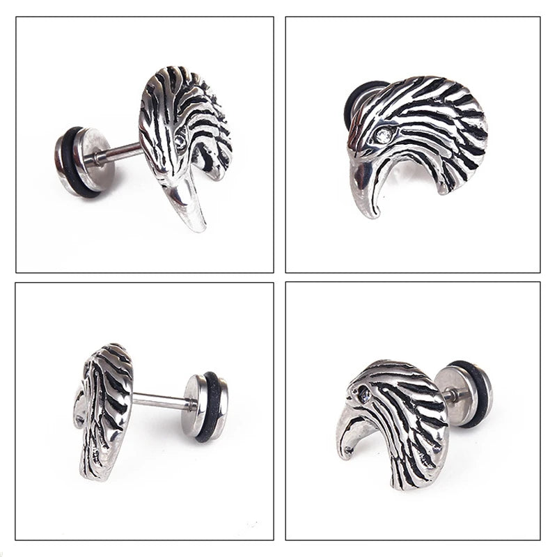 Unisex Women Men Earrings Stainless Steel Piercing Nail Screw Cross Skull Stud Earrings Punk Helix Ear Piercings Fashion Jewelry