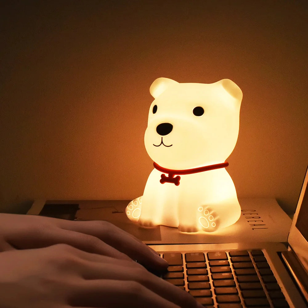 Dog Night Light Touch Sensor Colorful Silicone Puppy Lamp USB Rechargeable Bedroom LED Night Lamp for Children Baby Gift