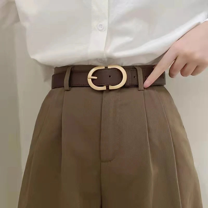 100cm Female Fashion Belt Simple Metal Buckle Belt for Women Black Suit Jeans Clothing Accessories