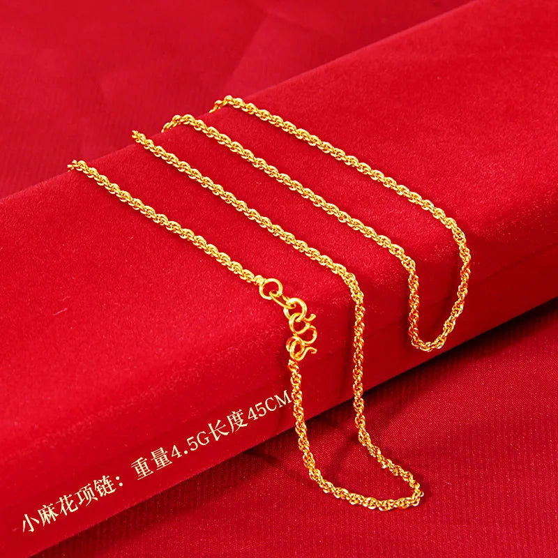 Genuine 14k Gold Color Necklace For Women Water Wave Chain Snake Bone/starry/Cross Chain 18 inches Necklace Pendant Fine Jewelry