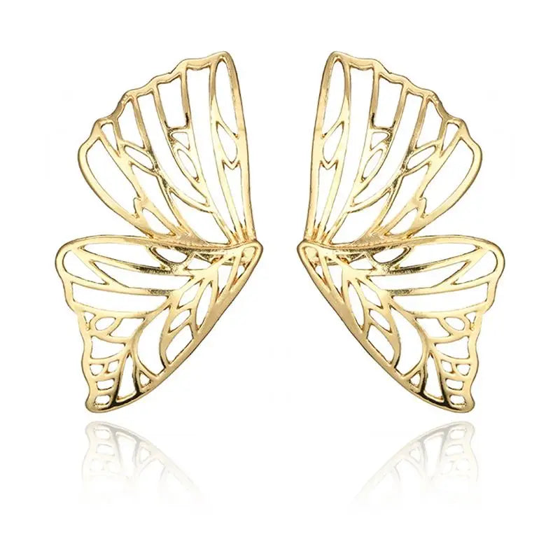 Hot Sale Hollow Big Butterfly Stud Earring for Women Metal Angel Wing Pendant Ear Statement Jewelry Party Christmas Gift