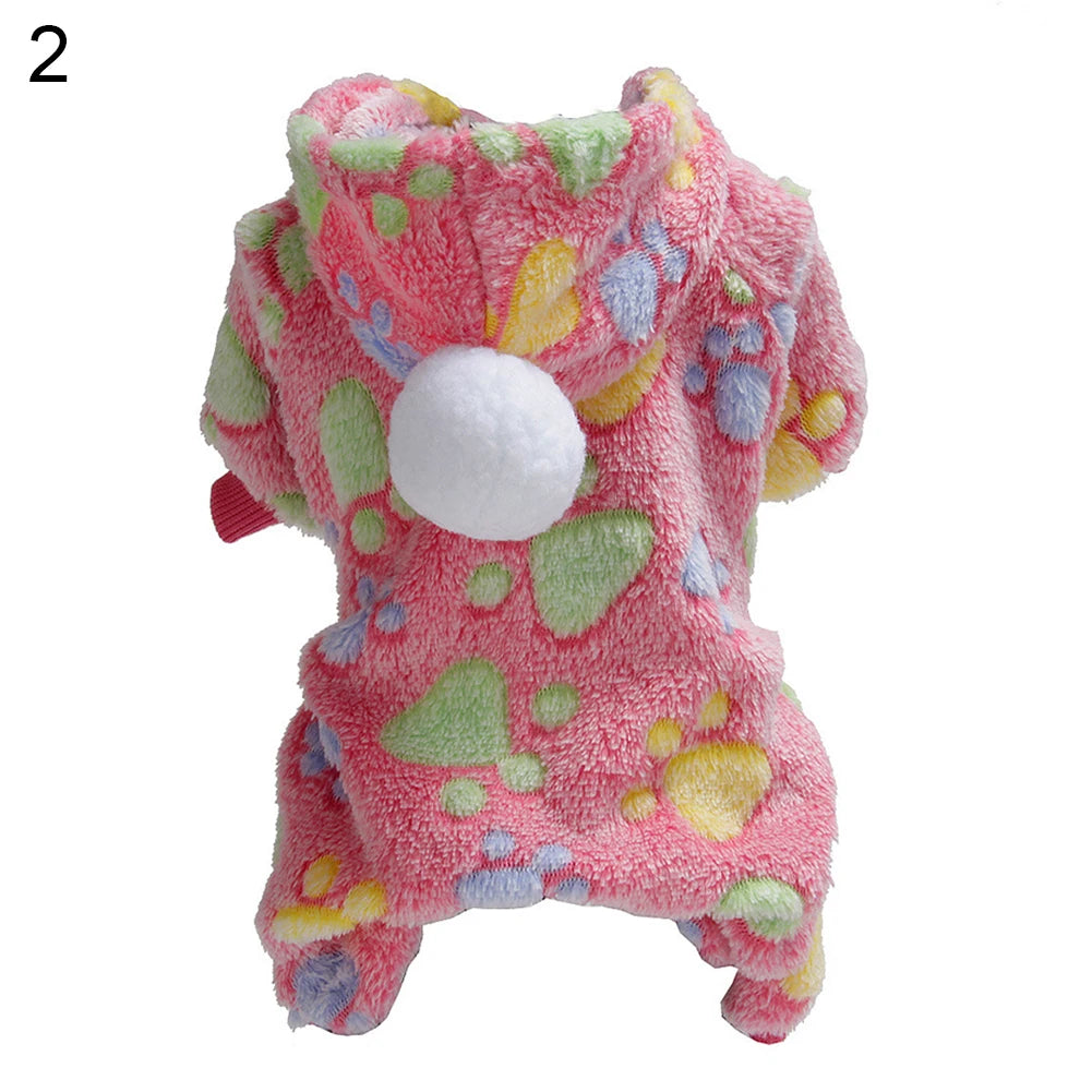 Dog Clothes Pajamas Fleece Jumpsuit Winter Dog Clothing Four Legs Warm Pet Clothing Outfit Small Dog Star Costume Apparel