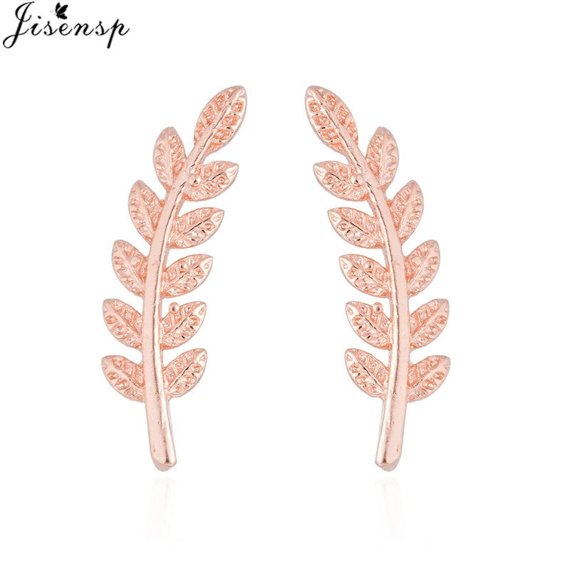 Jisensp Boho Vintage Botanical Leaf Ear Climbers Statement Stud Earrings for Women Bridal Jewelry Leaves Branch Ear Crawlers