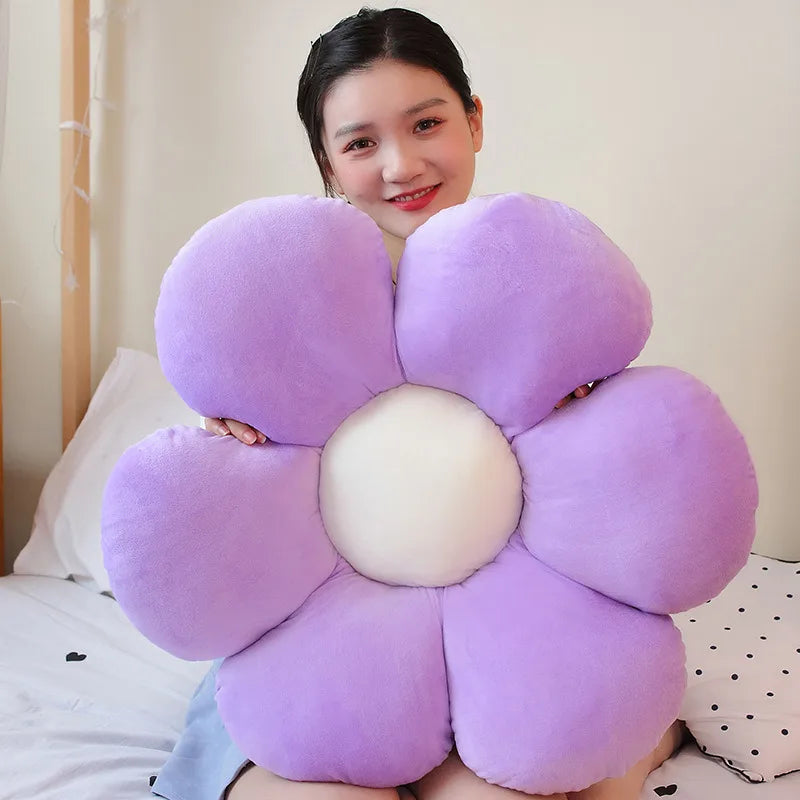 30-65cm Kawaii Colorful Flower Plush Pillow Cushion Soft Sunflower Plant Mat Stuffed Sofa Bed Sleeping Back Cushion Decor Gifts