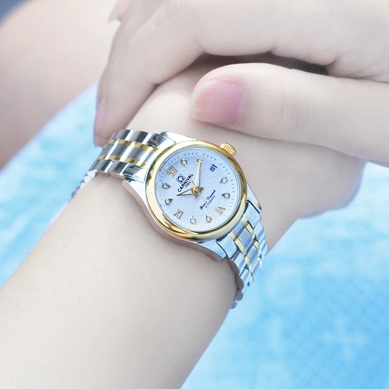 CARNIVAL Brand Luxury Mechanical Watch for Women Ladies Fashion Sapphire Automatic Movement Wristwatches Waterproof Reloj Mujer