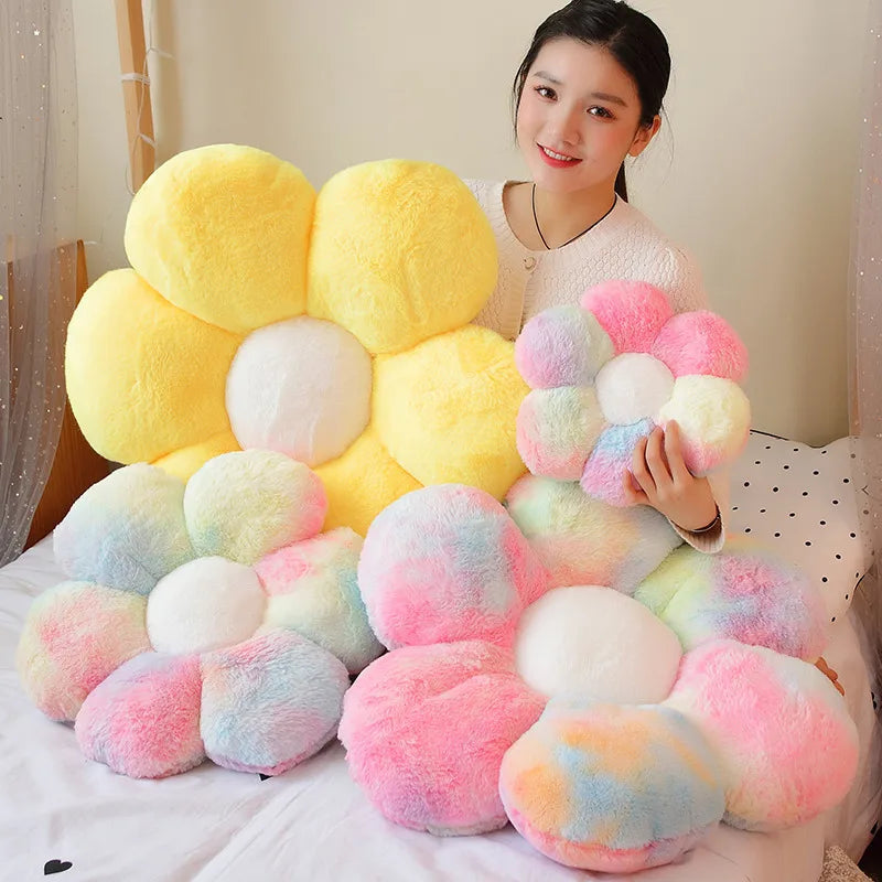 30-65cm Kawaii Colorful Flower Plush Pillow Cushion Soft Sunflower Plant Mat Stuffed Sofa Bed Sleeping Back Cushion Decor Gifts