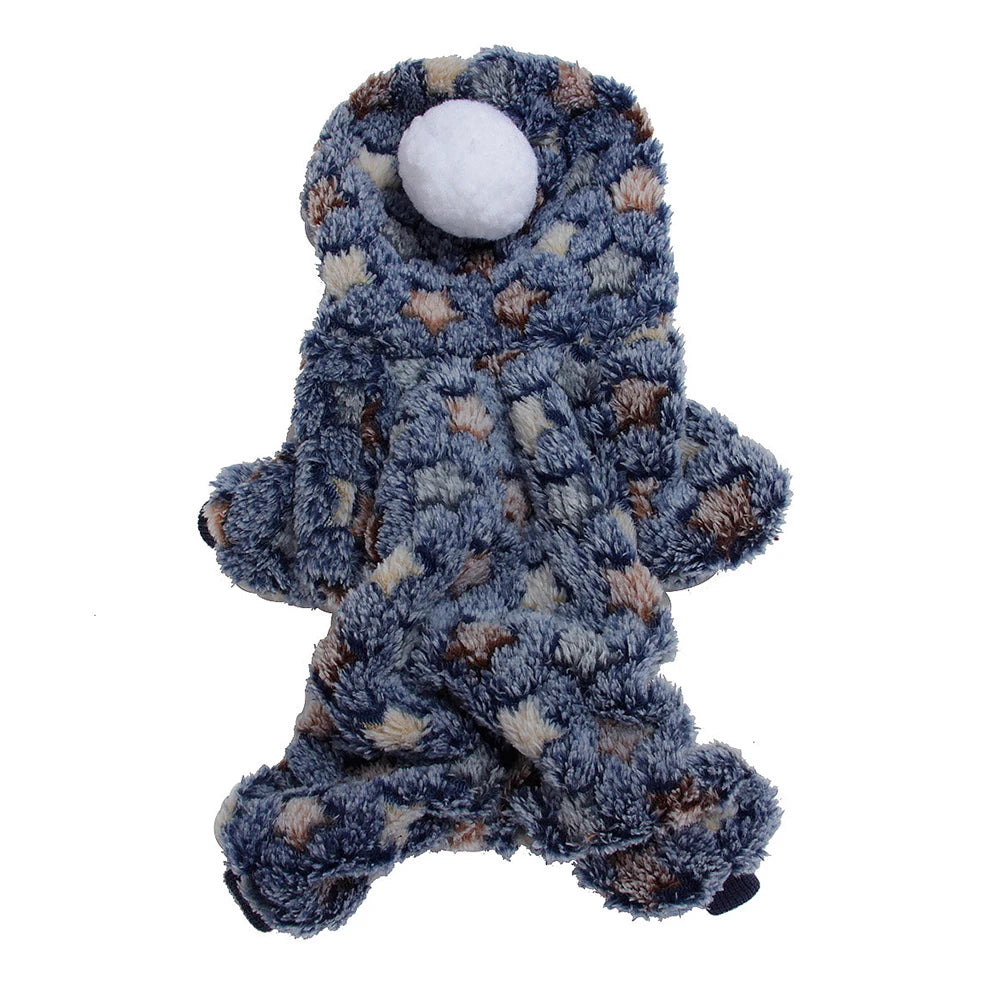 Dog Clothes Pajamas Fleece Jumpsuit Winter Dog Clothing Four Legs Warm Pet Clothing Outfit Small Dog Star Costume Apparel