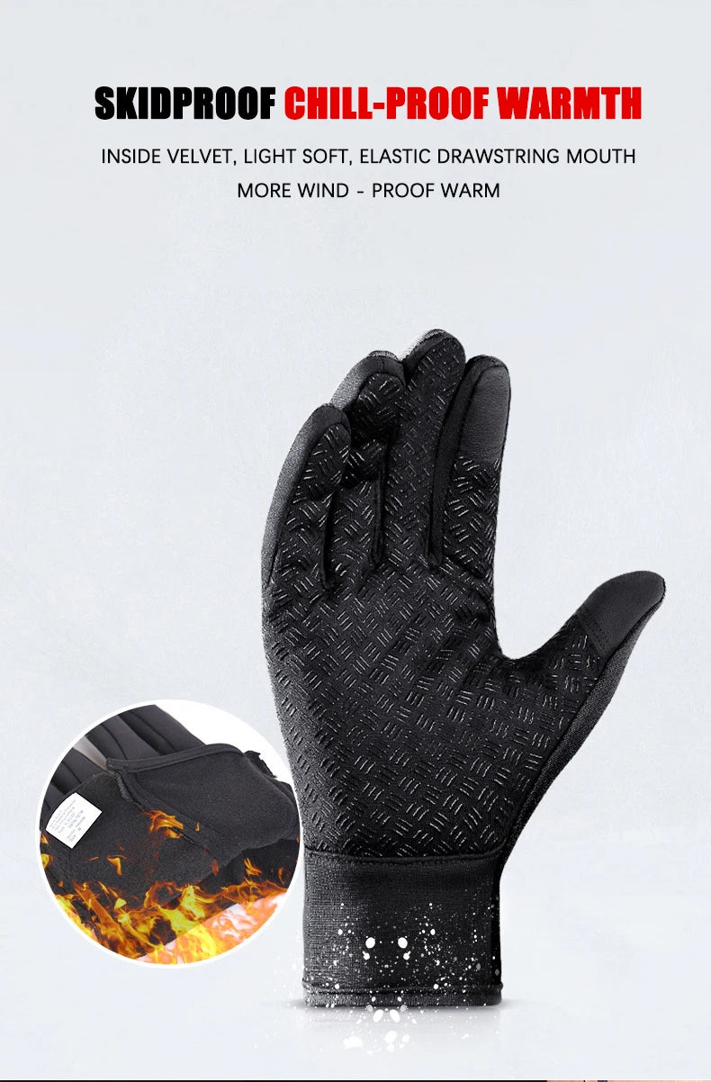 Winter Men's Gloves Warm Touchscreen Sport Fishing Splash-proof Skiing Army Cycling Snowboard Nonslip Zipper Women Gloves