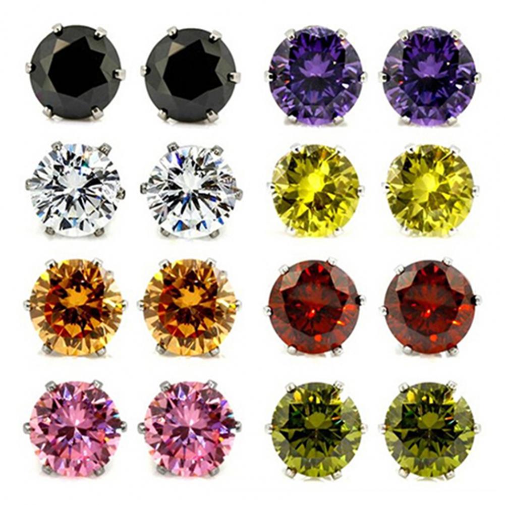 2pcs Steel Earring Studs Ear Piercing Birthstone Gem Ear Stud Earrings Gold/Silver color Studs Tragus Cartilage Body Jewelry