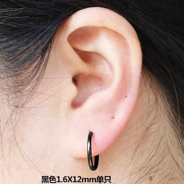 1 Pair Stainless Steel Mini Small Ear Circle Hoop Earrings For Men Womens 1.6mm Thin Ear Buckle Anti-allergic Non-fading Jewelry