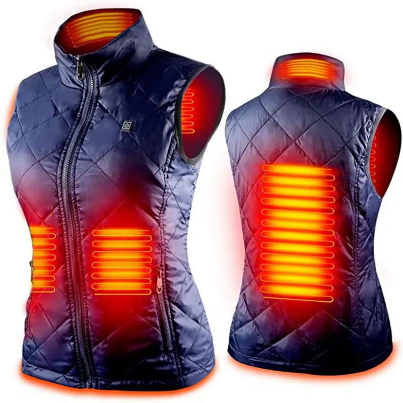 2024 Women Winter USB Heating Vest Smart Heating Cotton Vest Infrared Electr Skating Ski SportWaistcoat Jackets Warm Vest Women