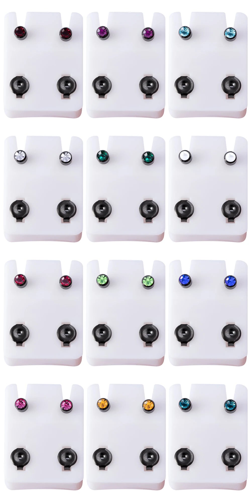 2pcs Black Rainbow 316l Steel Earring Studs Ear Piercing Gun Birthstone CZ Ear Stud Earrings Stud Tragus Cartilage Body Jewelry