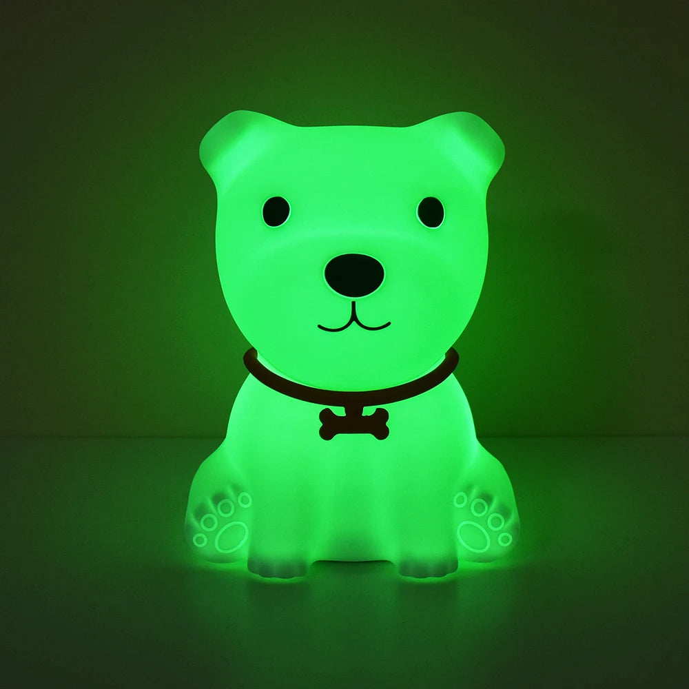 Dog Night Light Touch Sensor Colorful Silicone Puppy Lamp USB Rechargeable Bedroom LED Night Lamp for Children Baby Gift