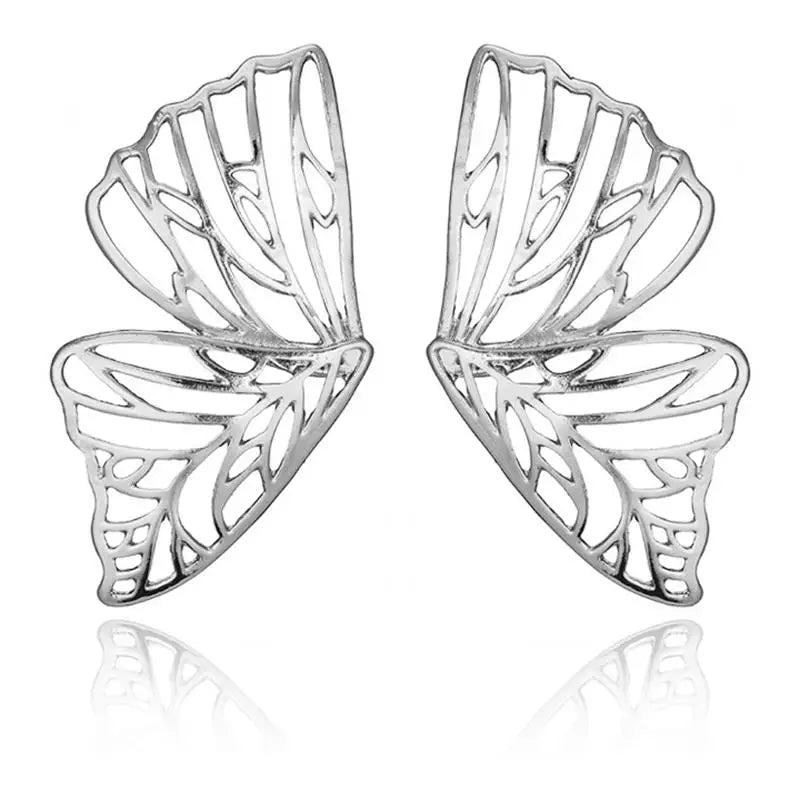 Hot Sale Hollow Big Butterfly Stud Earring for Women Metal Angel Wing Pendant Ear Statement Jewelry Party Christmas Gift