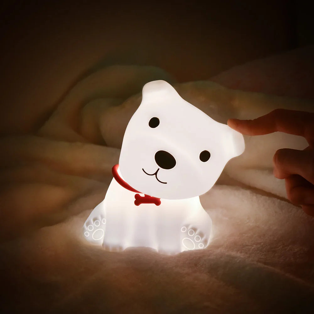 Dog Night Light Touch Sensor Colorful Silicone Puppy Lamp USB Rechargeable Bedroom LED Night Lamp for Children Baby Gift