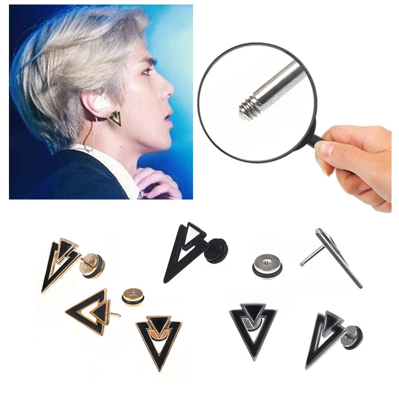 Unisex Women Men Earrings Stainless Steel Piercing Nail Screw Cross Skull Stud Earrings Punk Helix Ear Piercings Fashion Jewelry