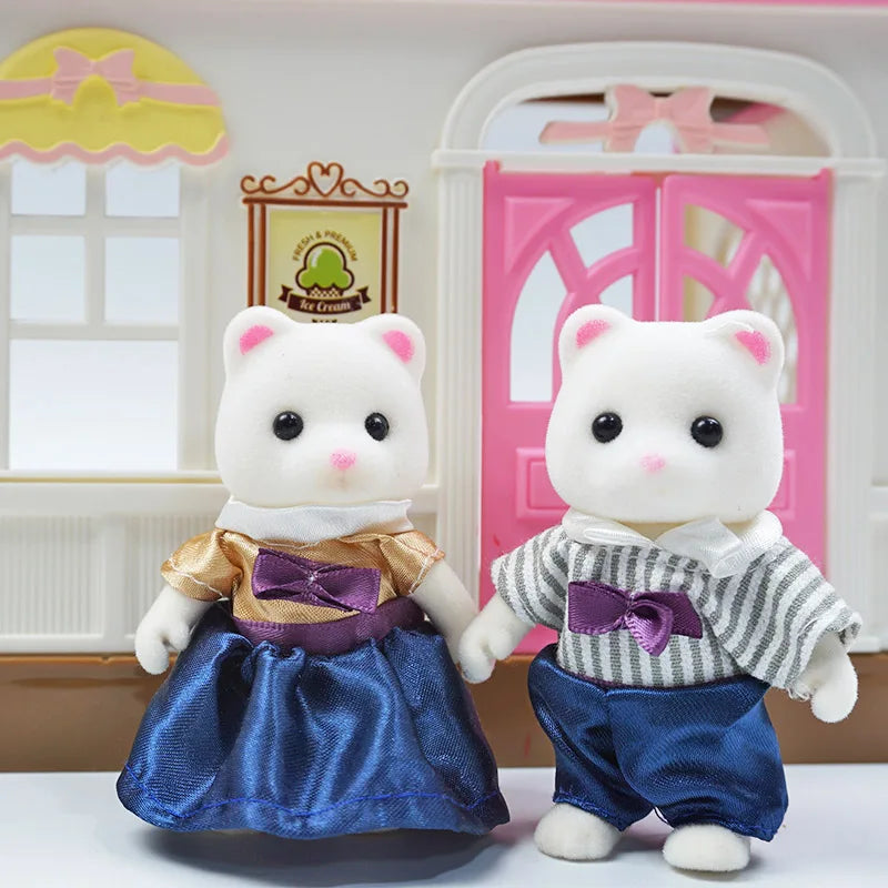 1:12  Forest Animal Family Mini  Rabbit Bear Panda doll girl play house doll setForest Family Villa Furniture Set Toys