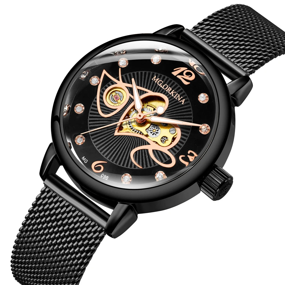 New Fashion Luxury Brand Skeleton Women Mechanical Watches Female Clock Automatic Self-Wind Wristwatches for Ladies Montre Femme