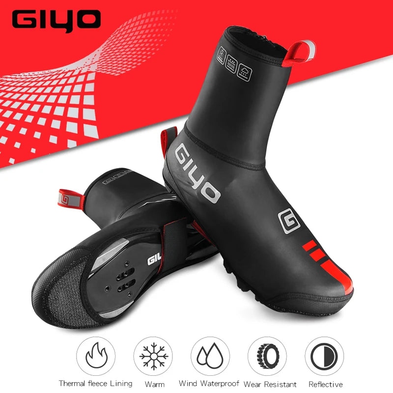 GIYO Cycling Overshoes Waterproof Windproof Rainproof Fleece MTB Road Warm Bike Shoes Covers Bicycle Winter Thermal Protector