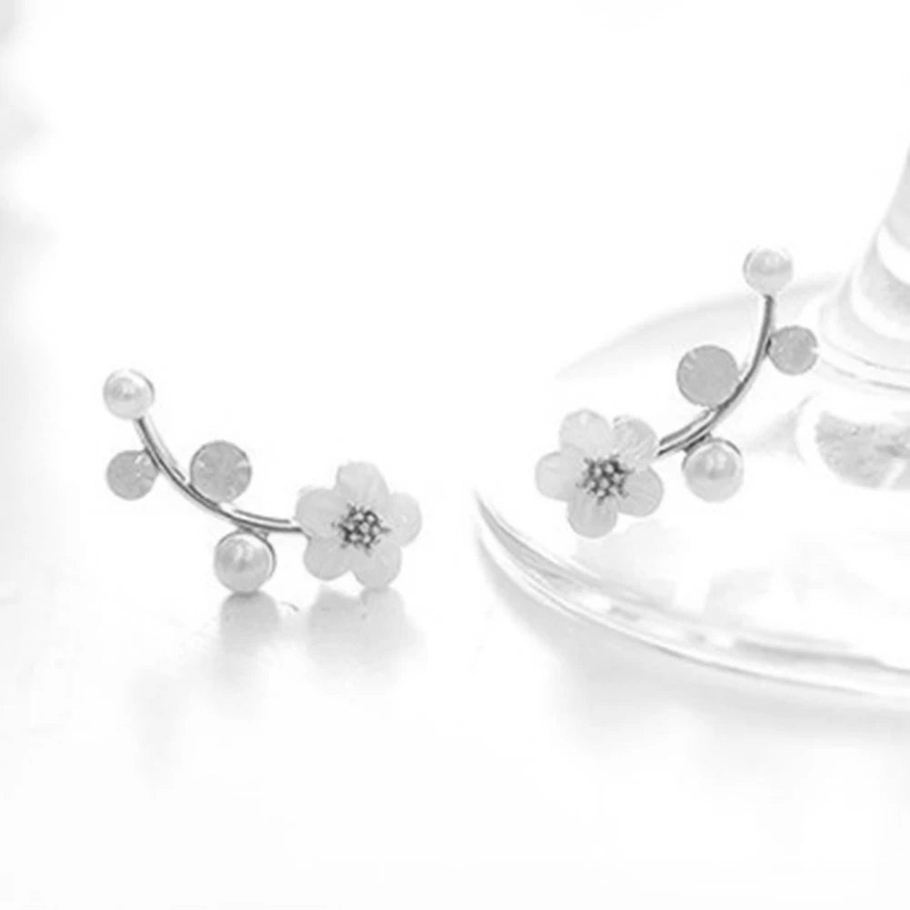 Elegant Women Stud Earrings Flower Leaf Stud Earrings Ear Clip pendientes Piercing Jewelry Accessory Gift серьги женские