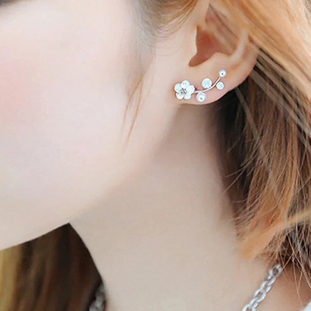 Elegant Women Stud Earrings Flower Leaf Stud Earrings Ear Clip pendientes Piercing Jewelry Accessory Gift серьги женские