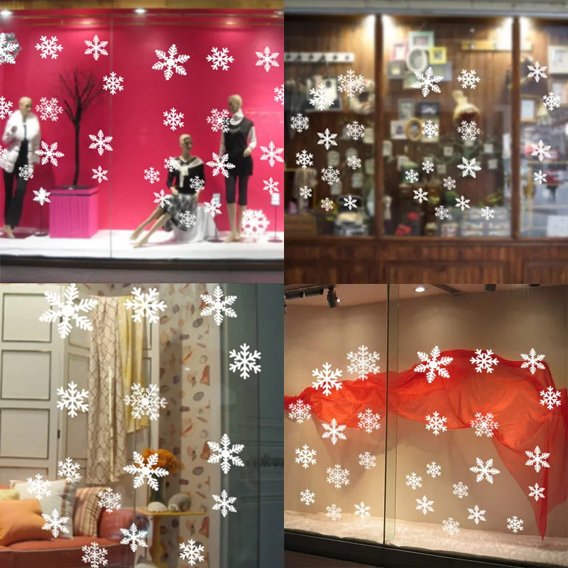 27pcs White Snowflake Window Decals Stickers Christmas New Year Winter Room Wall Stickers Merry Christmas Decorations for home